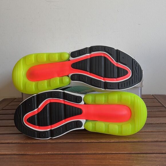 Nike Air Max 270 White and Neon Sneakers - Picture 9 of 15